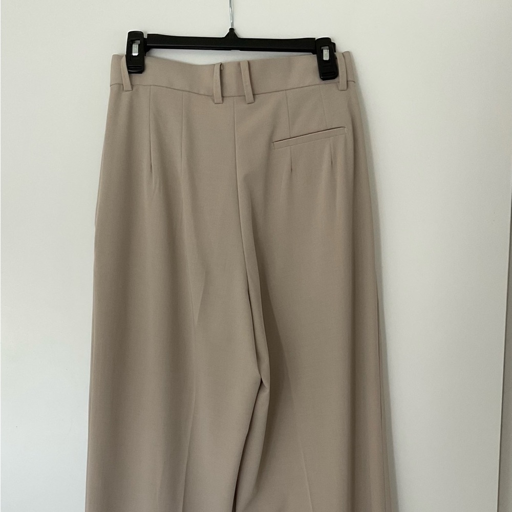 The Frankie Shop Wide-Leg Pleated Trousers — Beige/Taupe - Picture 3 of 7